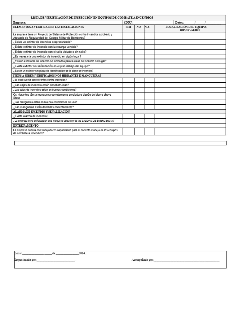 Inspección de Equipos Contra Incendios | PDF
