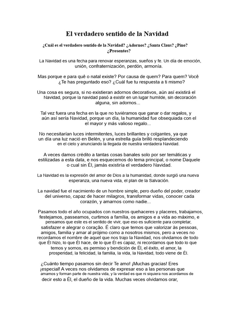 El Verdadero Significado de la Navidad | PDF | Navidad | Amor