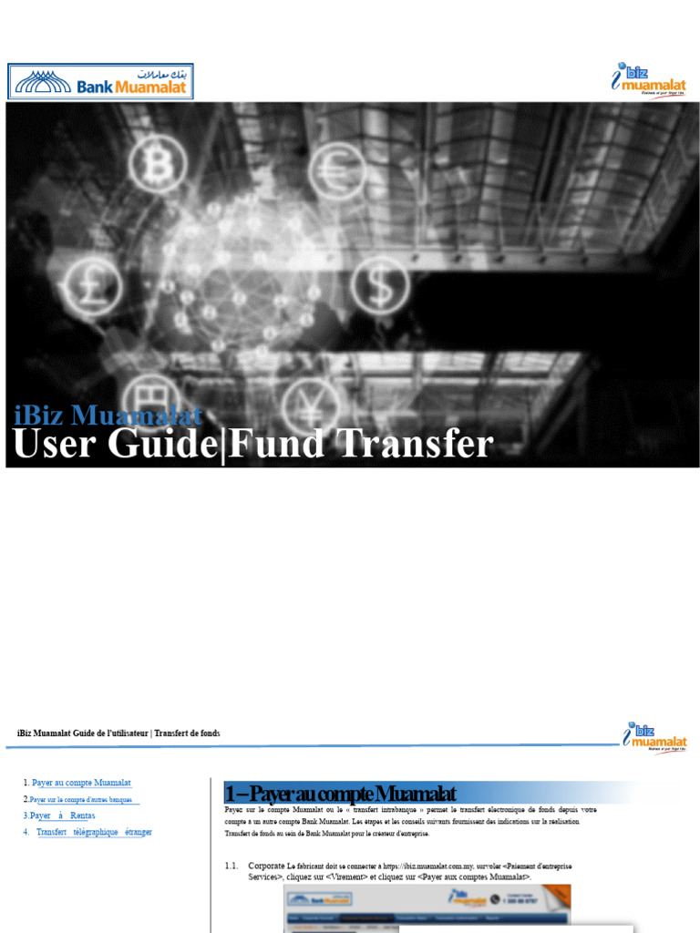 Guide iBiz Muamalat : Transfert de fonds | PDF | Banques | Virement ...