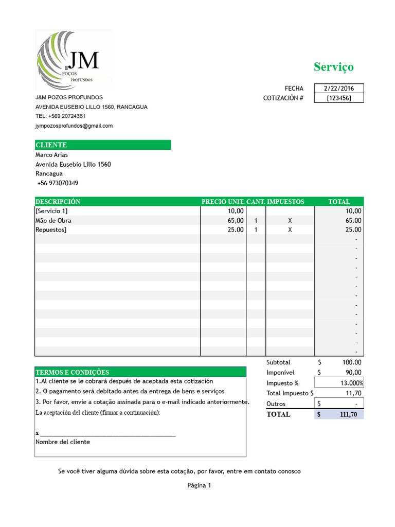 Modelo Orçamento | PDF