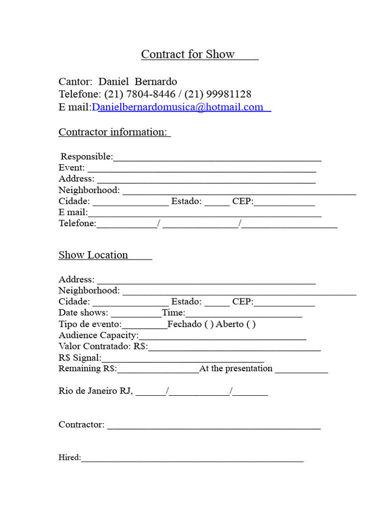Show Contract Template for Events | PDF
