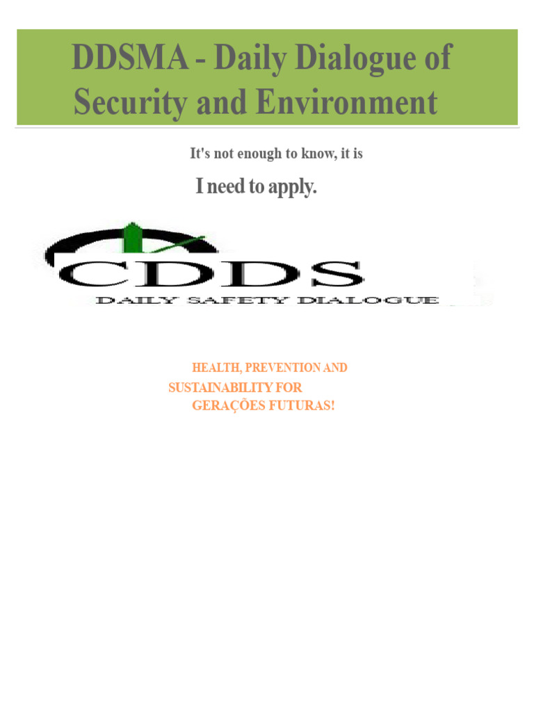 DDSMA - Daily Dialogue On Safety and Environment 01 | PDF