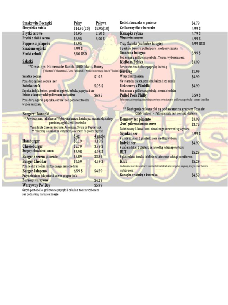 Menu Grubej Tracy | PDF