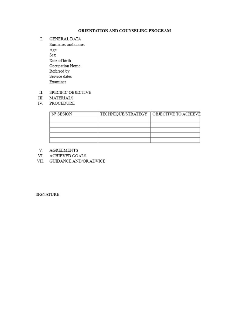 Orientation and Counseling Program Format | PDF