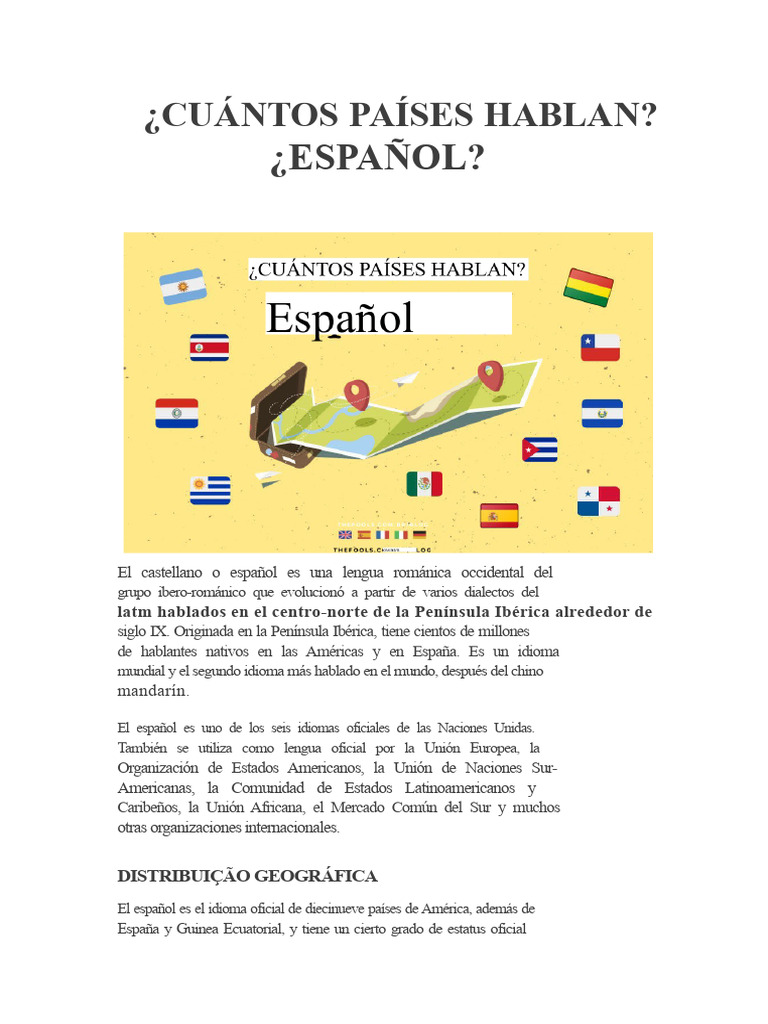Distribución del Español en el Mundo | PDF | Lengua española | Américas