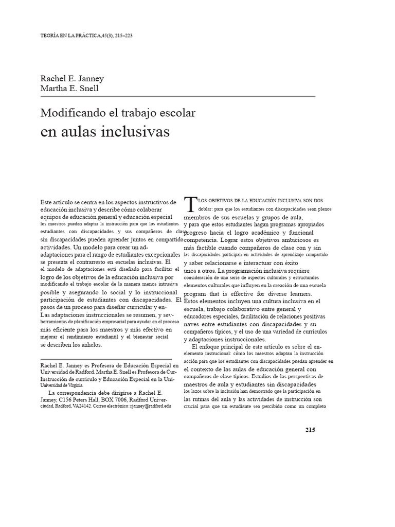 Adaptaciones para Aulas Inclusivas | PDF | Plan de estudios | Aprendizaje