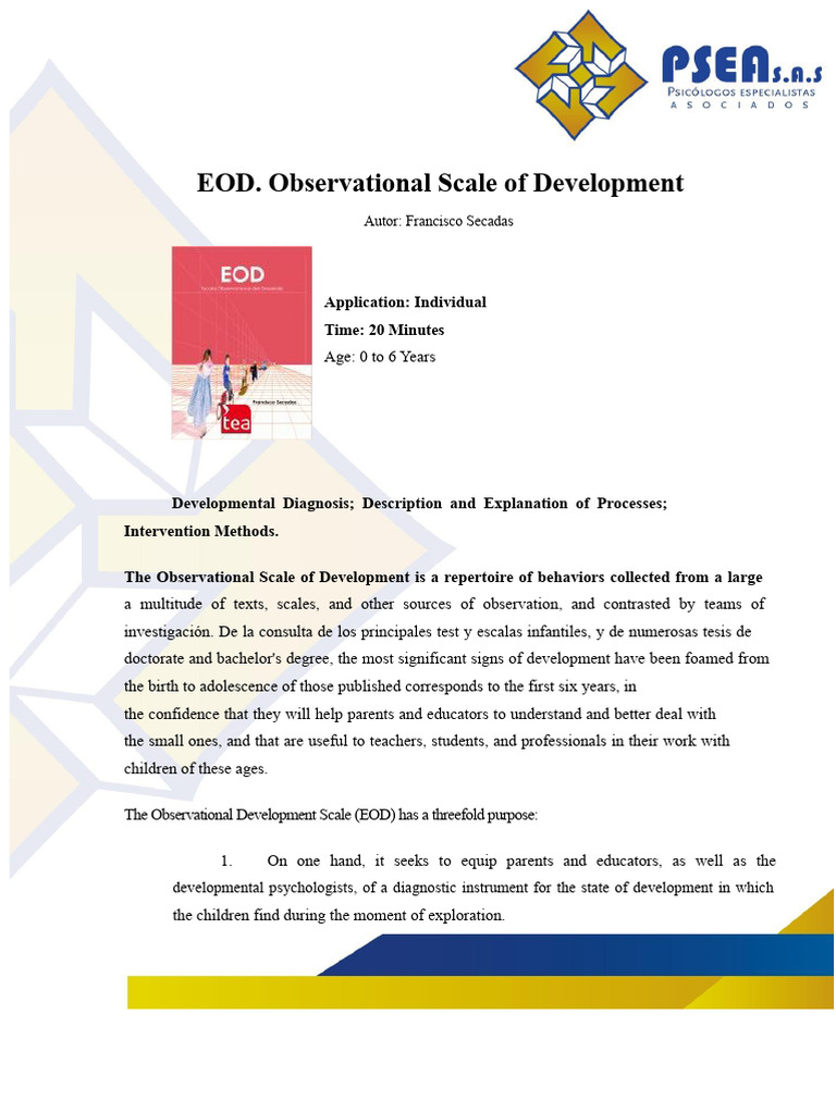 EOD-Observational Scale of Development | PDF