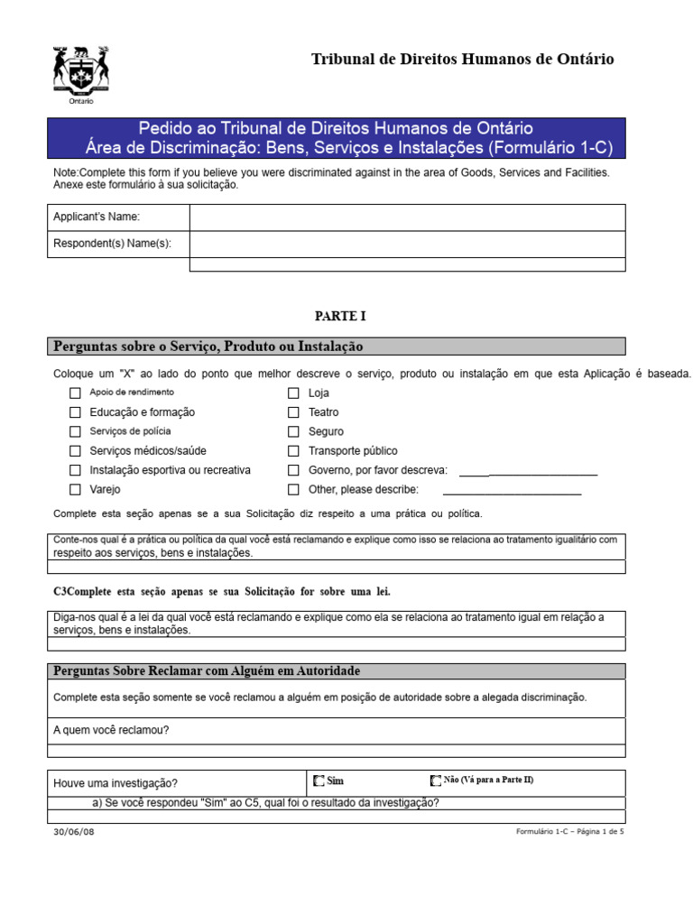 Pedido de Discriminação no Tribunal de Ontário | PDF | Raça ...