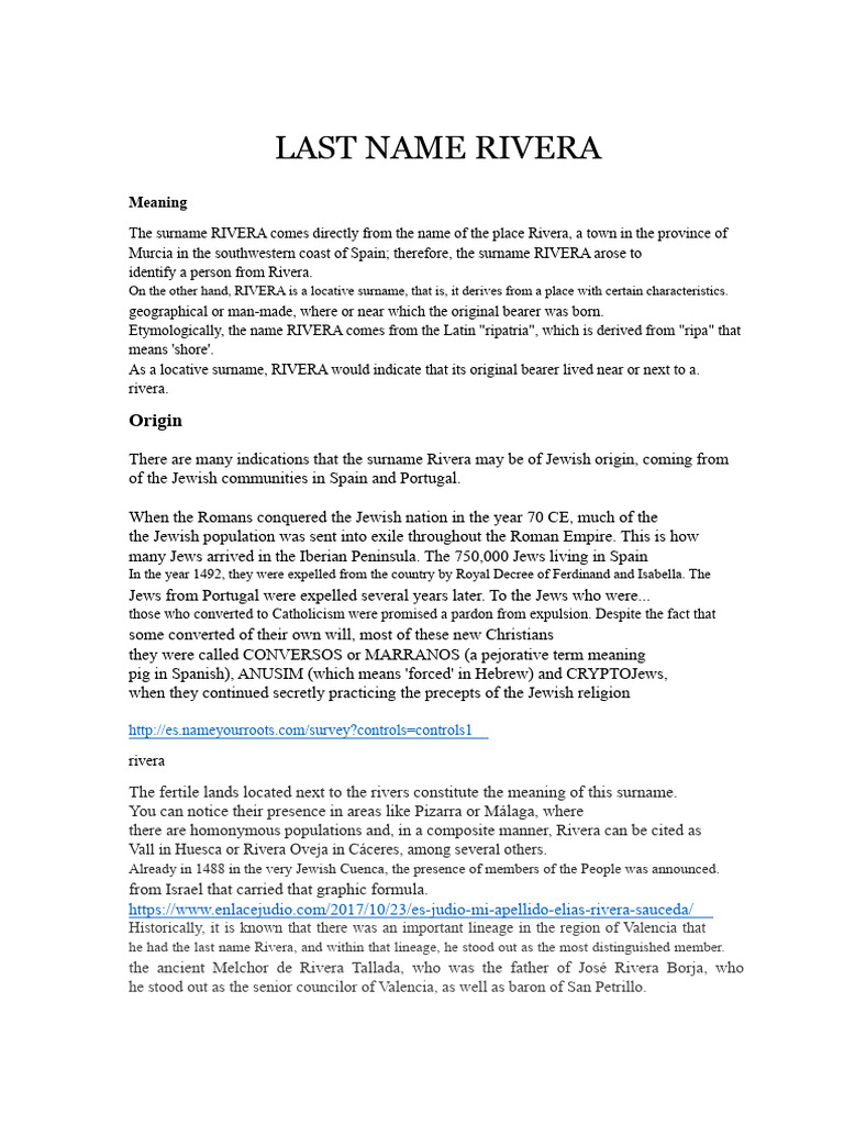 Last name Rivera | PDF | Jews | Spain