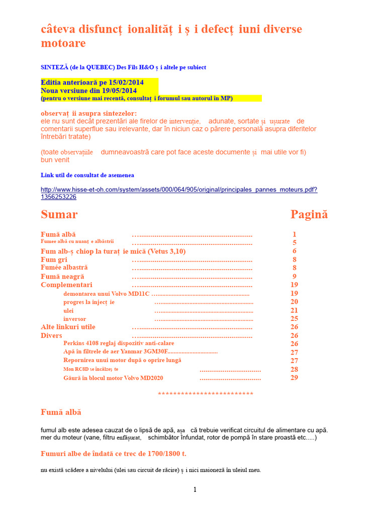 Motor Defectiuni Si Defecte Diverse | PDF