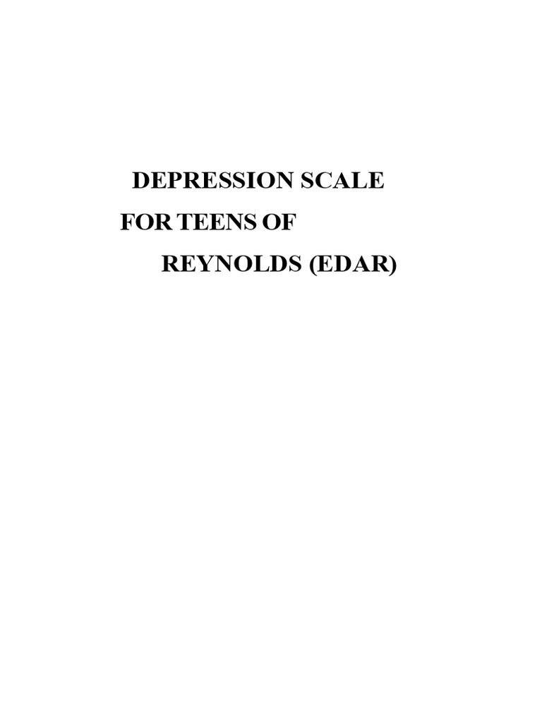 Reynolds Depression Scale for Teens | PDF | Major Depressive Disorder ...