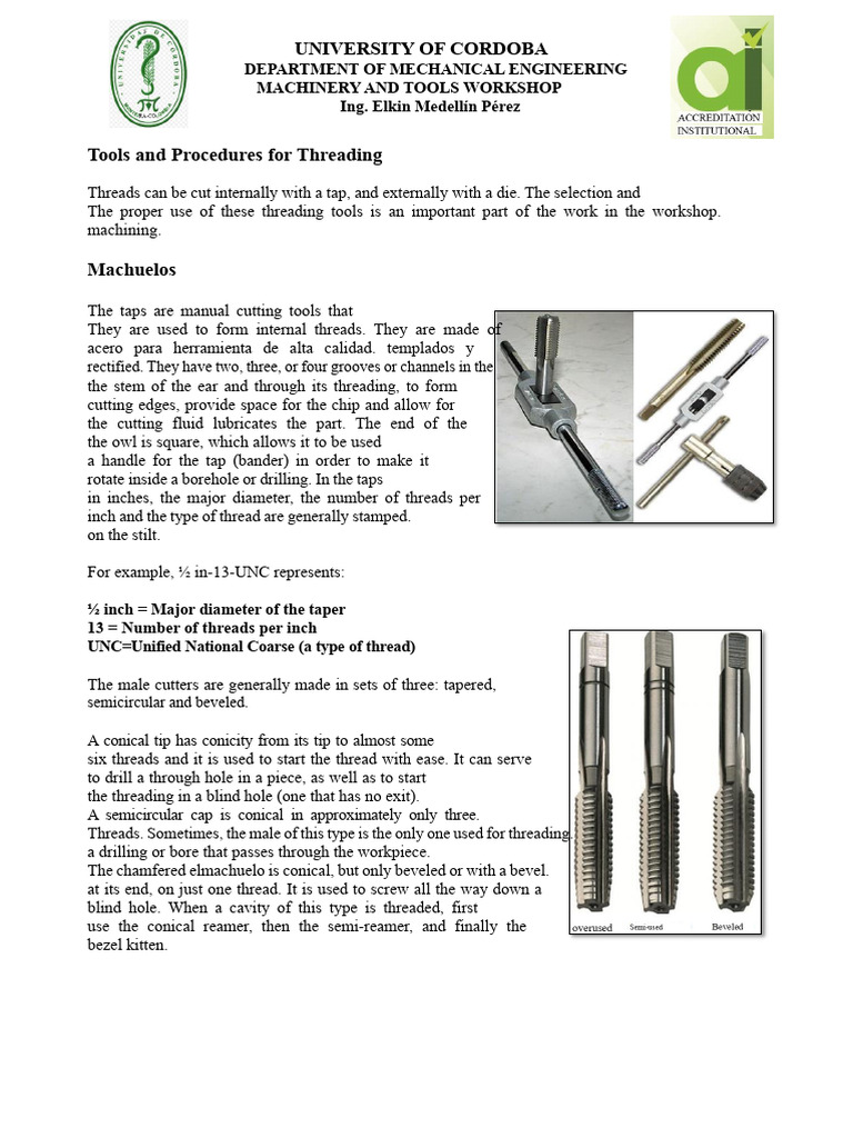 Threading Tools and Techniques Guide | PDF | Drilling | Drill