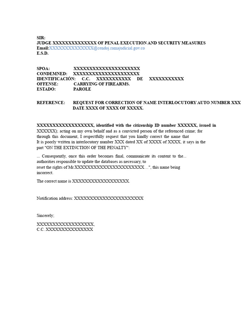 Request for Name Correction in Court Document | PDF