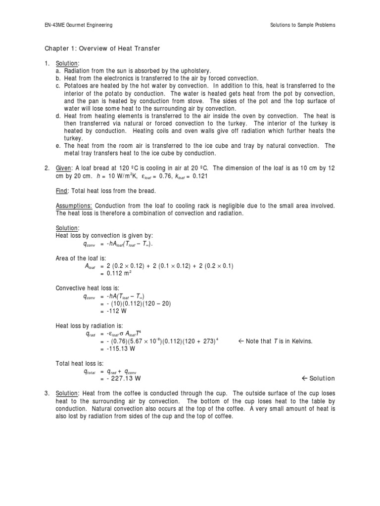 Heat Transfer Solutions in Cooking Engineering | PDF | Science ...