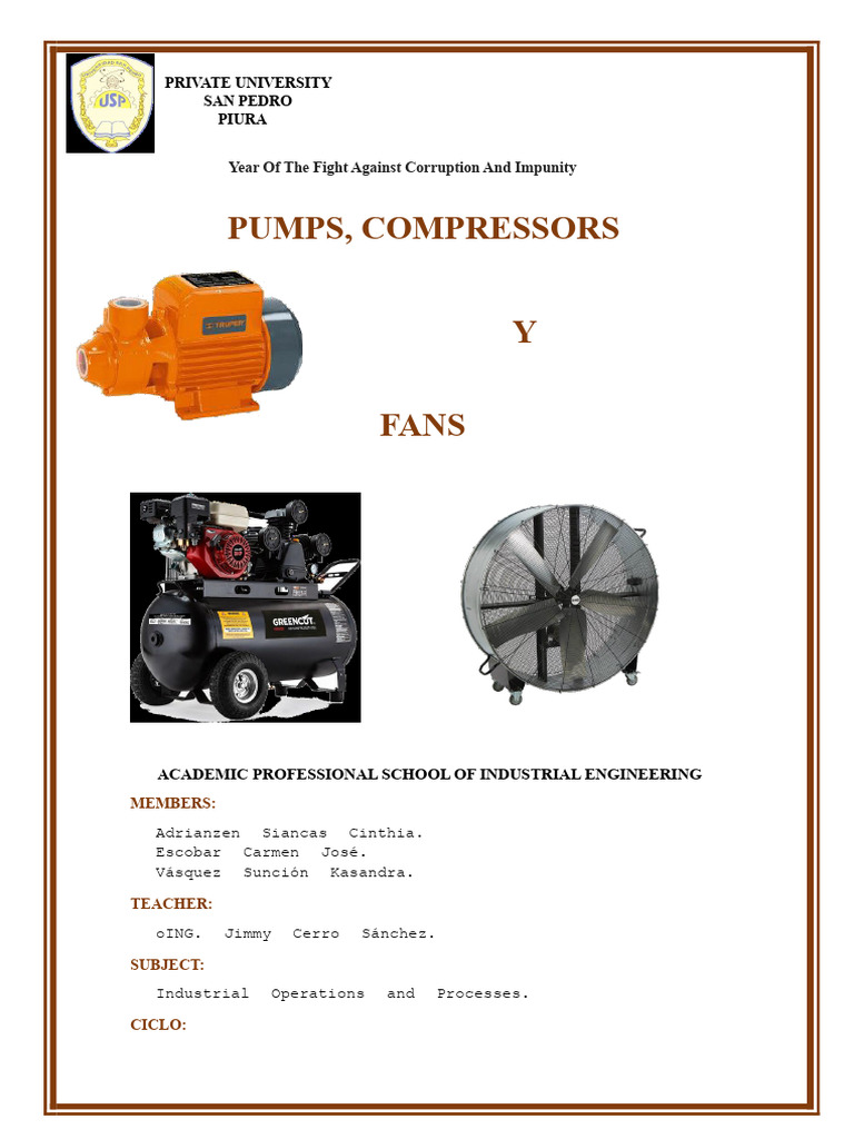 Industrial Pumps and Compressors Overview | PDF | Pump | Turbine