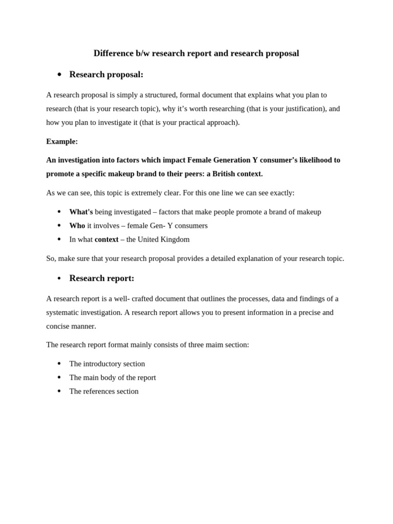 Difference Between Reserach Report and Reserach Proposal | PDF ...