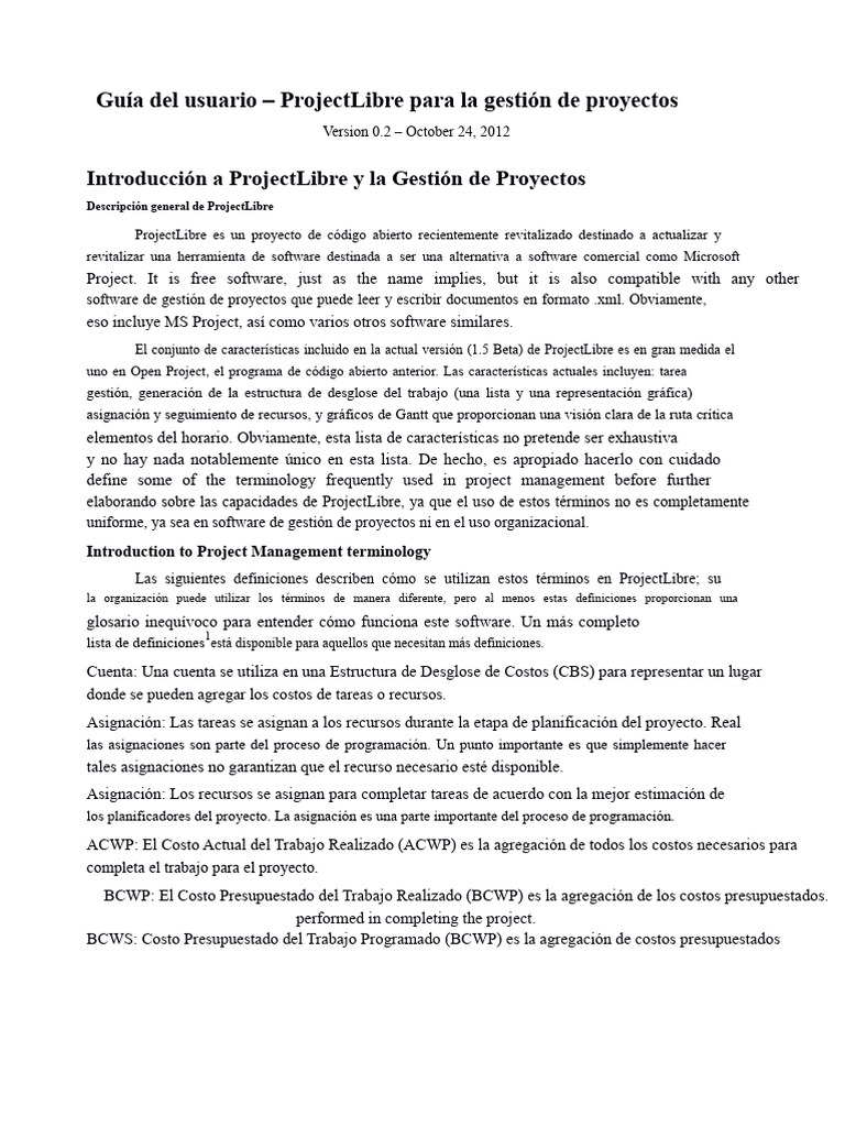 Guía de ProjectLibre para gestión de proyectos | PDF | Botón ...