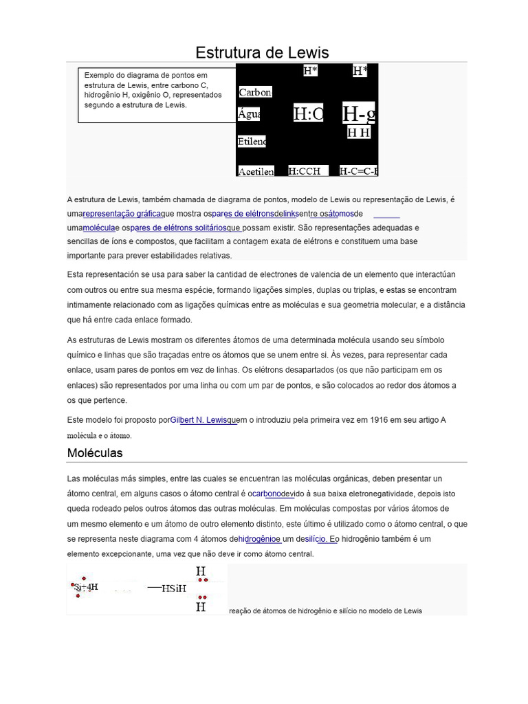 Estrutura de Lewis | PDF | Ligação química | Moléculas