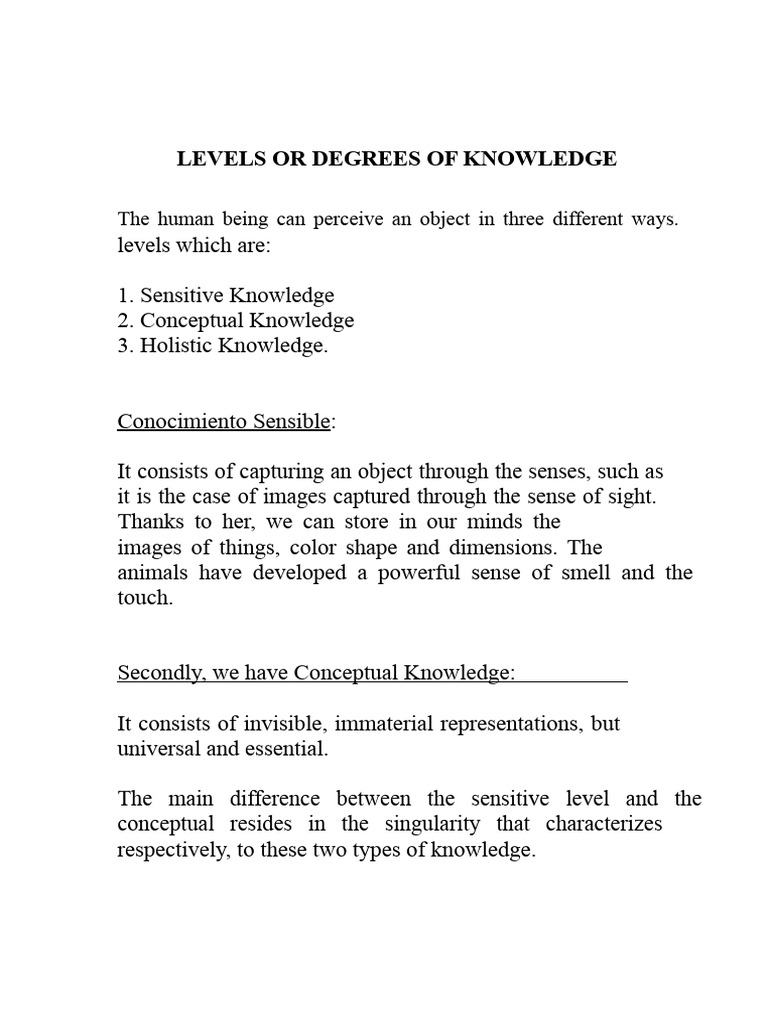 Understanding Knowledge Levels: Types Explained | PDF | Knowledge ...