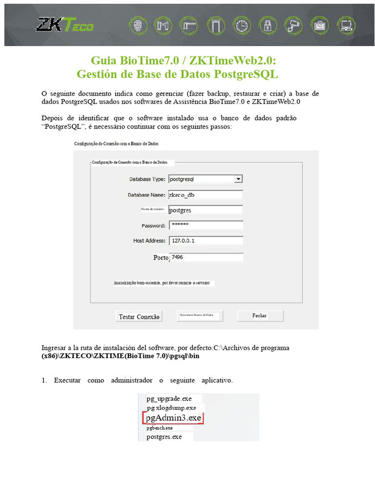 Gerenciamento de PostgreSQL no BioTime7.0 | PDF