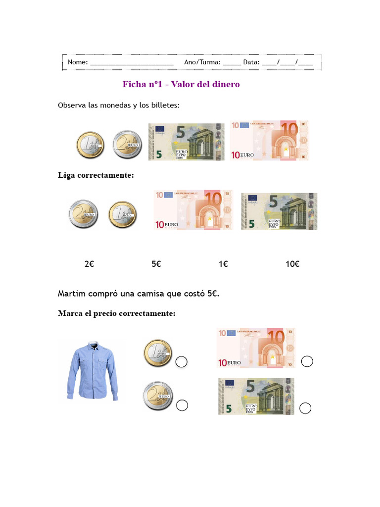 Actividades Prácticas sobre el Valor del Dinero | PDF | Servicios ...