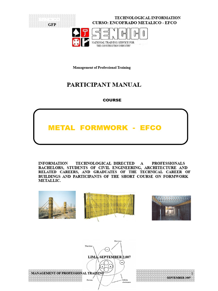 Metal Formwork Course Manual - EFCO | PDF | Concrete | Wall