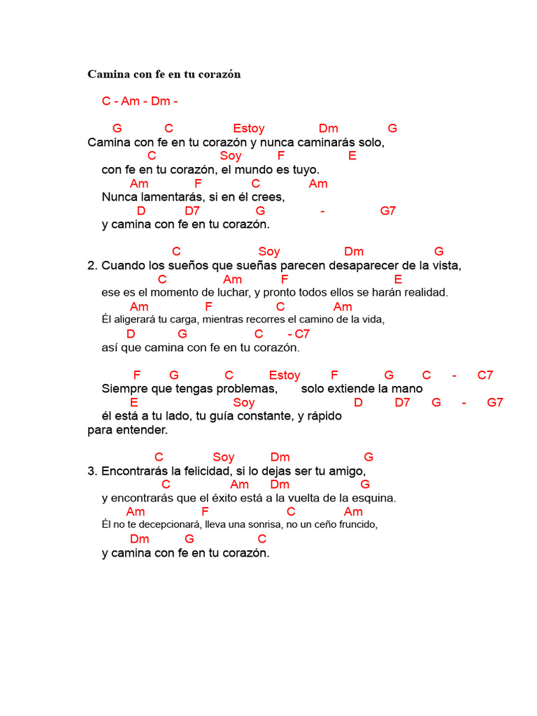 Camina con fe: letra y mensaje inspirador | PDF