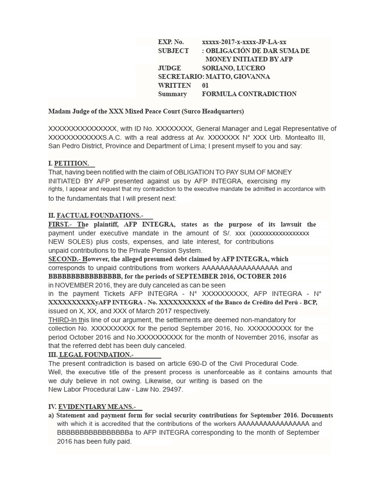 Contradiction of Demand To Give Sum of Money From AFP | PDF | Lawsuit ...
