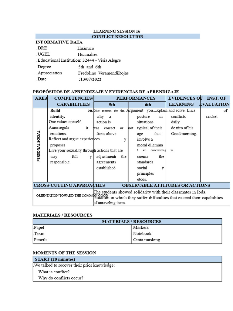 Conflict Resolution Learning Session | PDF | Conflict Resolution ...