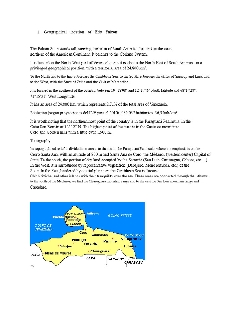 Geographical Overview of Edo Falcón, Venezuela | PDF | Territorial ...