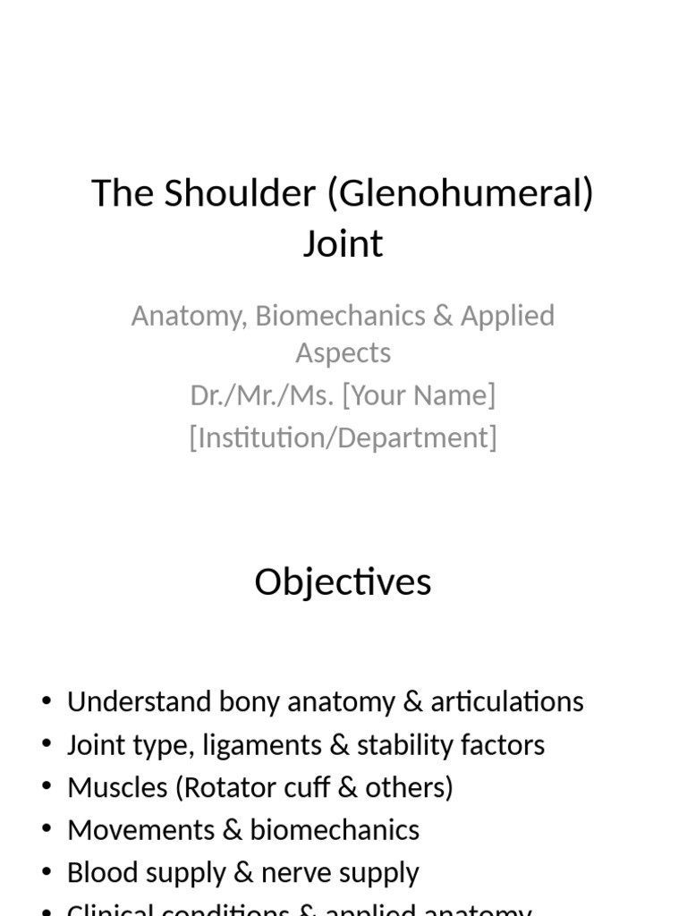 Glenohumeral Joint Anatomy & Function | PDF
