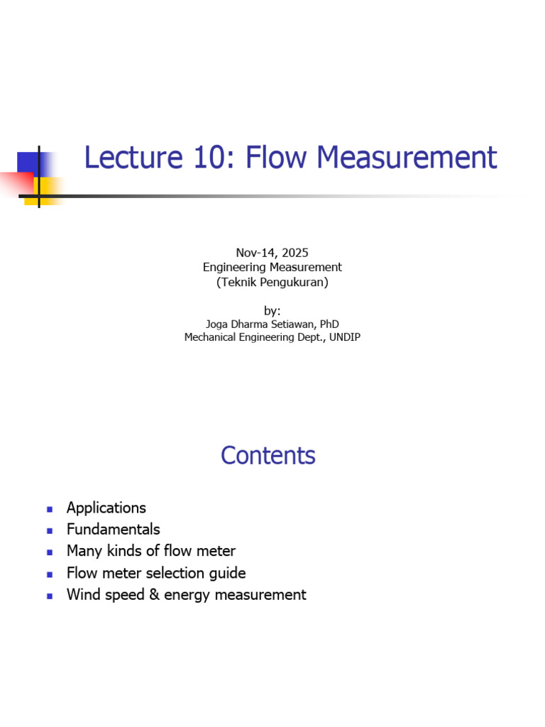 Flow Measurement Techniques Overview | PDF | Fluid Dynamics | Flow ...