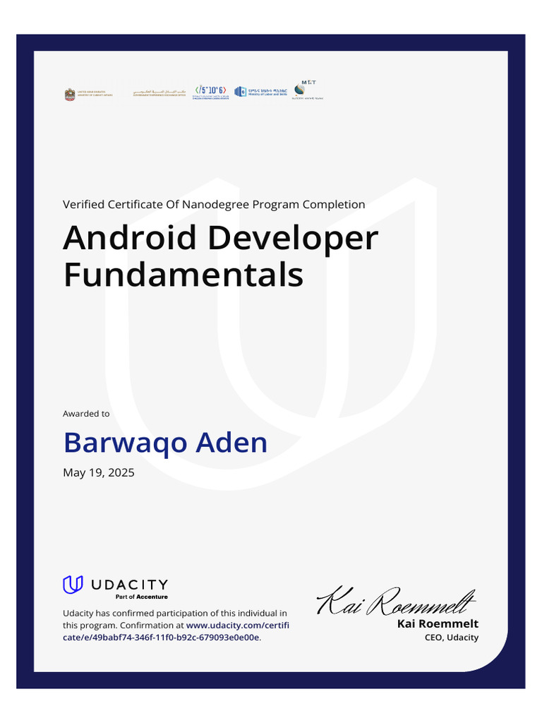 Android Developer Nanodegree Certificate | PDF