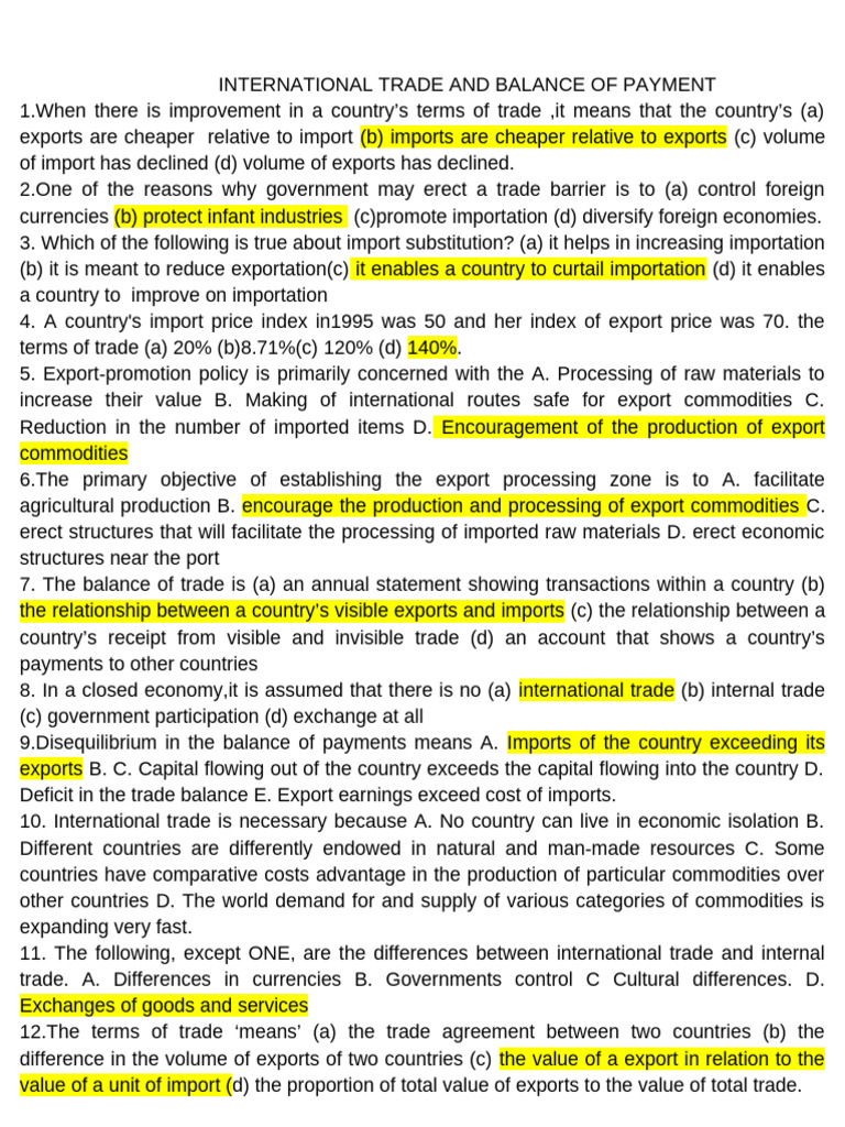 International Trade & Balance of Payments Insights | PDF | Balance Of ...