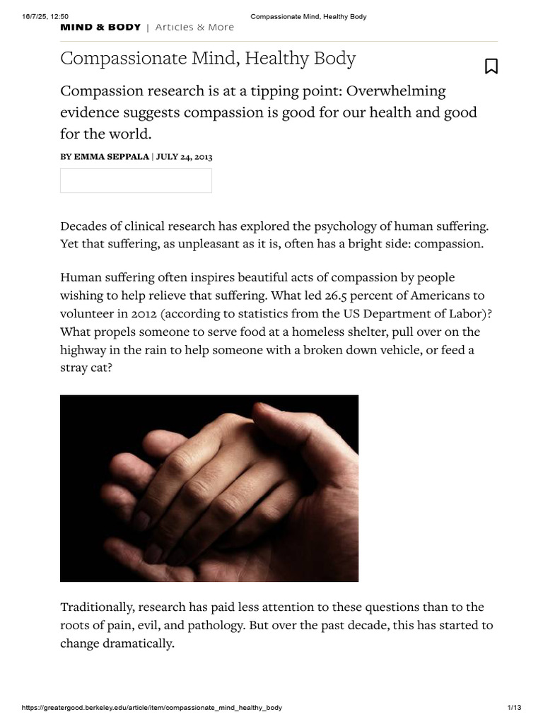 Compassion's Impact on Health | PDF | Compassion | Empathy