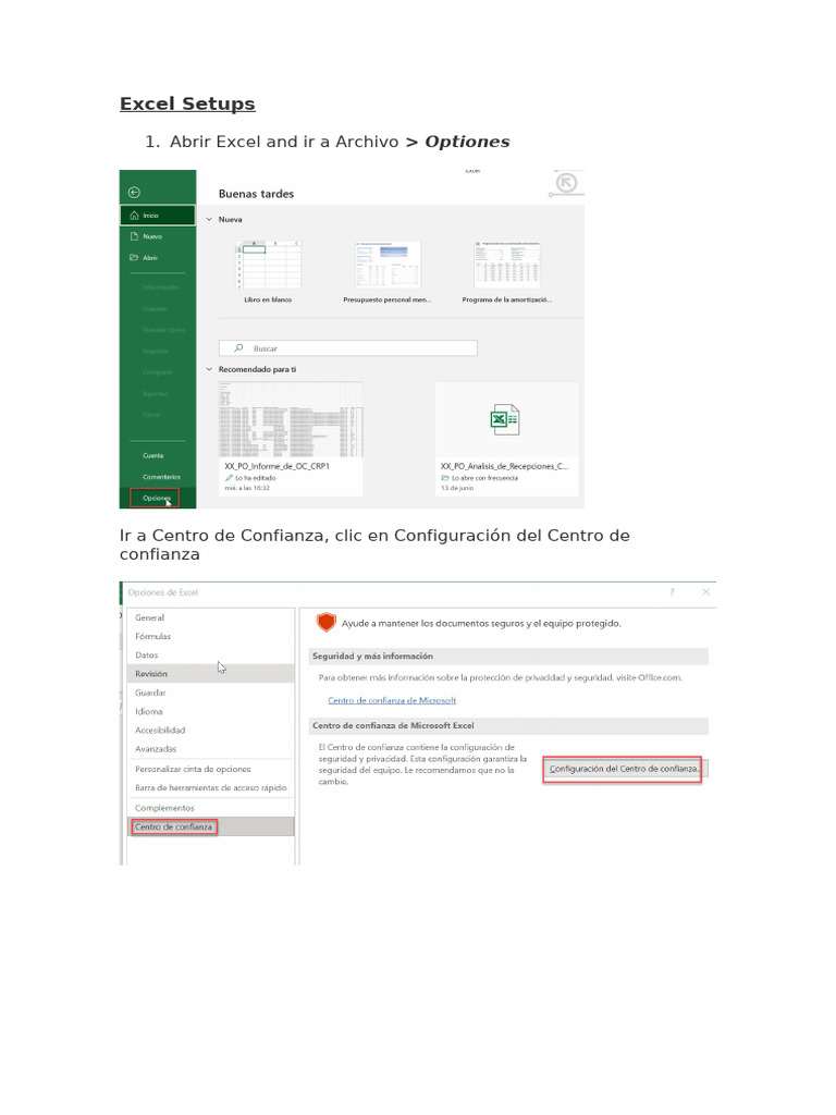 Configuración de Excel e Internet Explorer | PDF