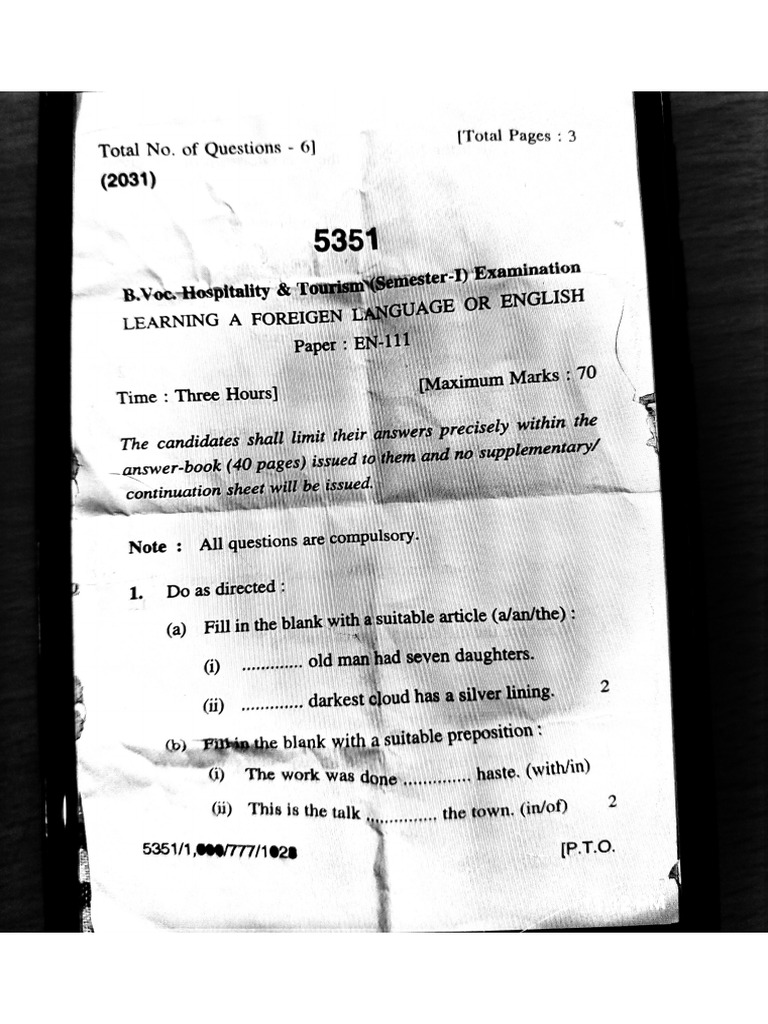 HT 1st Sem (Paper 6) | PDF