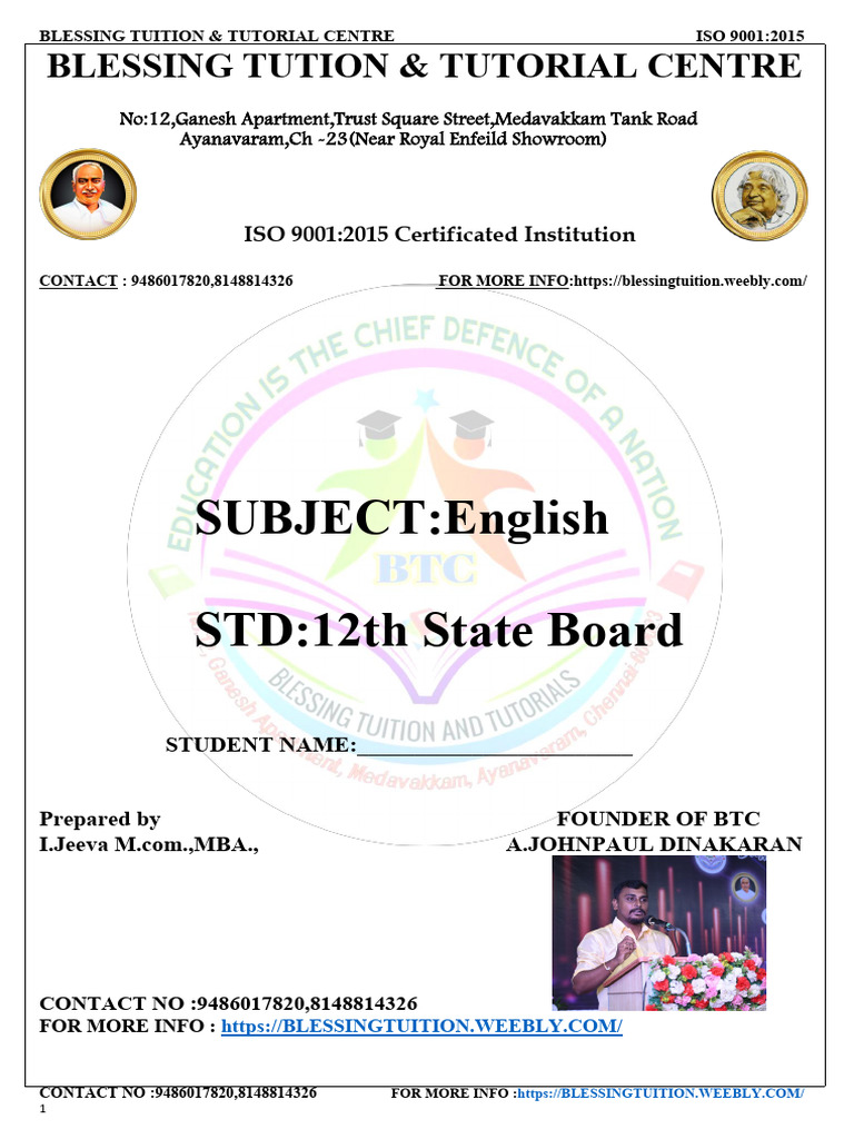 12th Grade English Study Materials Guide | PDF | Pie Chart | Linguistics