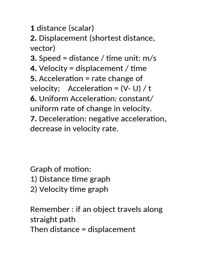 Understanding Motion: Distance, Speed, and Acceleration | PDF ...