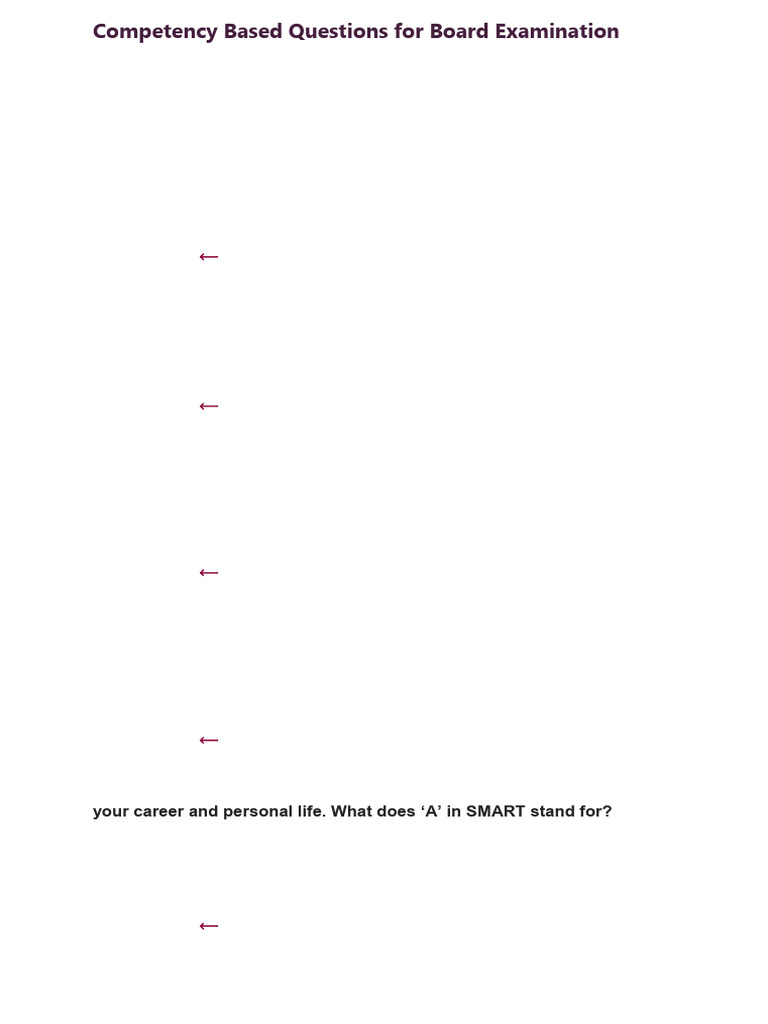 Self Management Competency Based Questions For Board Examination | PDF ...