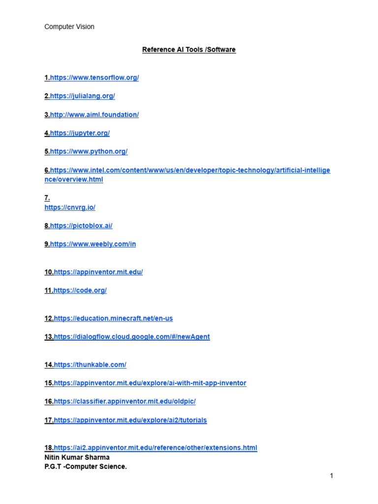 Essential AI Tools for Computer Vision | PDF | Artificial Intelligence ...