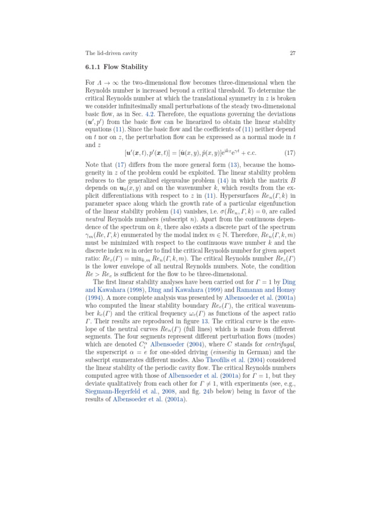 Critical Reynolds Number in Cavity Flow | PDF | Vortices | Wavelength