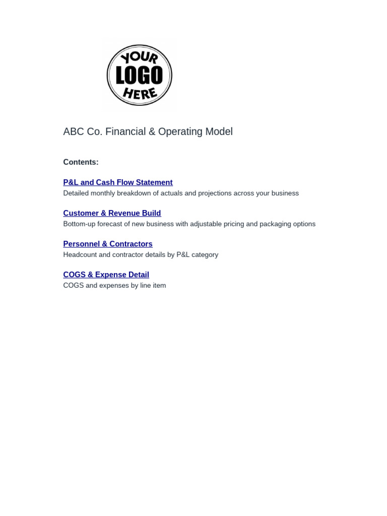 ABC Co. Financial Model Overview | PDF | Income Statement | Expense