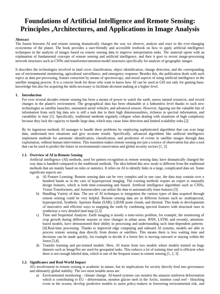 Foundations of Artificial Intelligence and Remote Sensing Principles ...