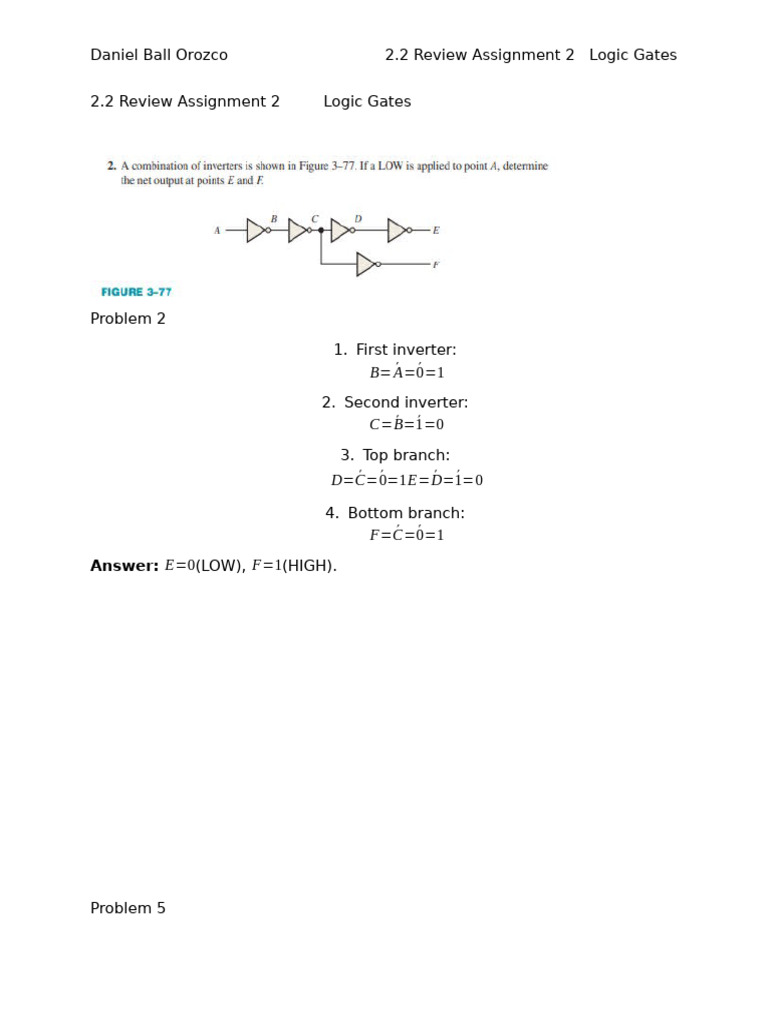 2.2 Review Assignment 2 Logic Gates - Daniel Ball | PDF