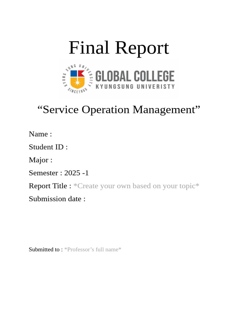 Service Operation Management Report | PDF
