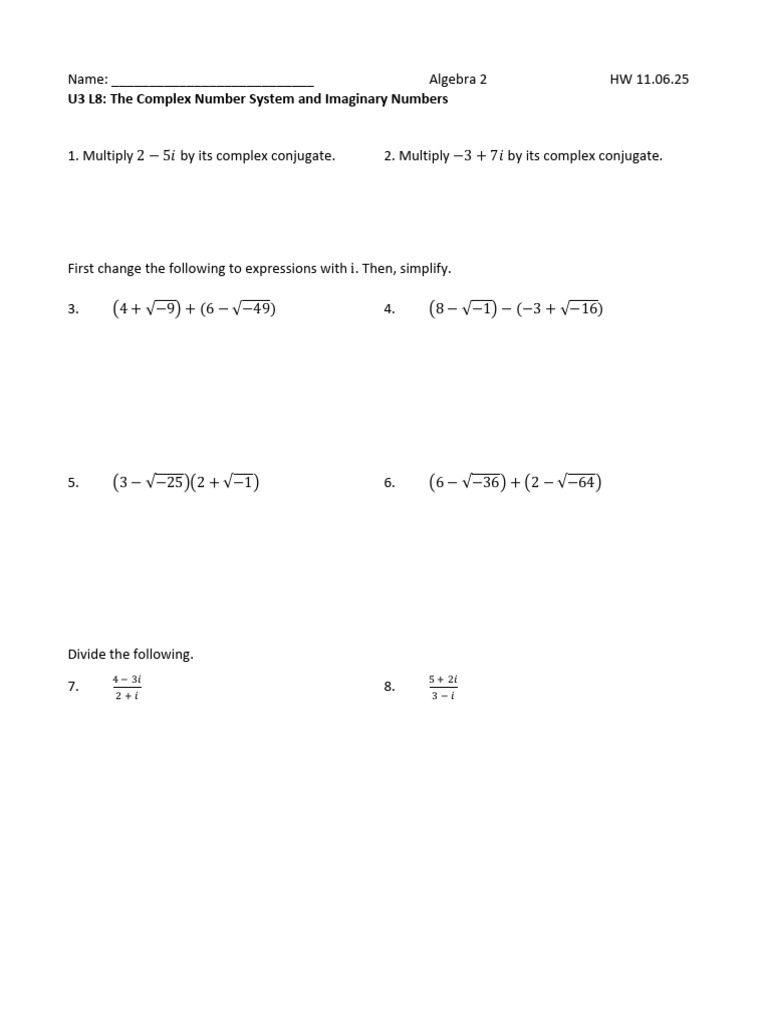 Algebra 2 HW 11.06.2025 | PDF