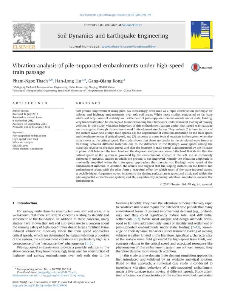 Vibration Analysis of Pile-Embankments | PDF | Waves | Finite Element ...