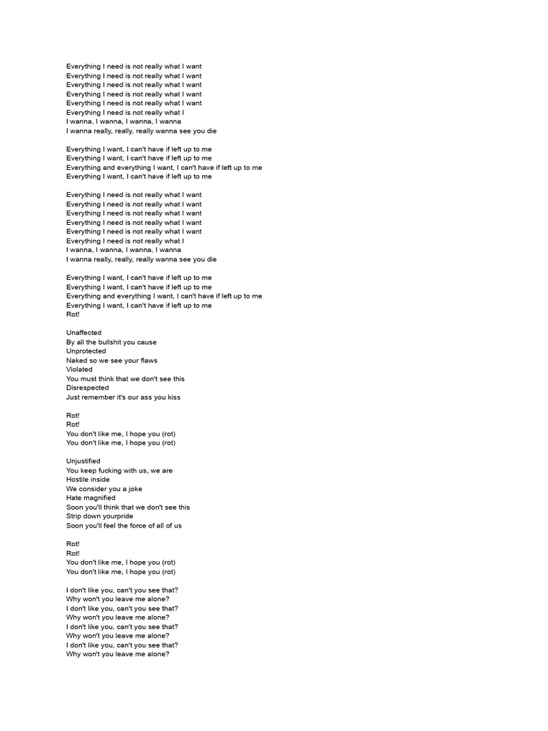 Rot Lyrics | PDF