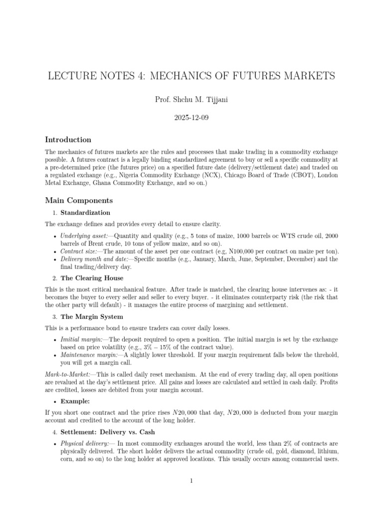 Futures Market Mechanics Explained | PDF | Futures Contract | Hedge ...